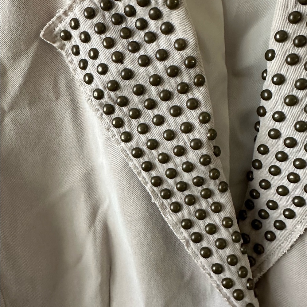 Banana Republic Heritage Cream Tan Khaki Bronze Studded Blazer, Size 6 - Picture 5 of 9